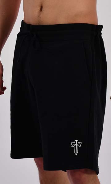 Black jogger shorts Front